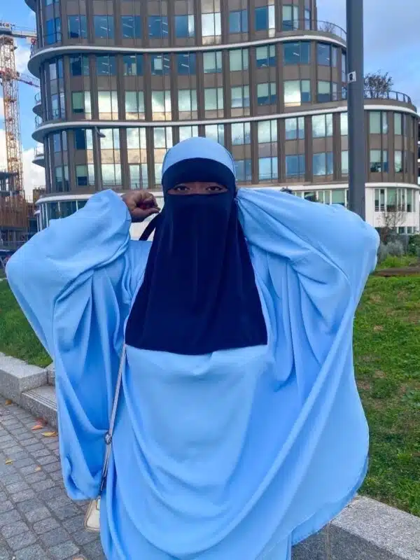 Niqab soie de Medine BLEU-MARINE