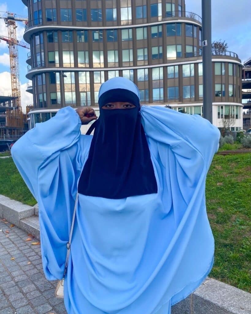 Niqab soie de Medine BLEU-MARINE