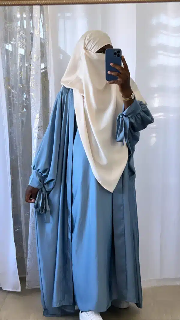 ENSEMBLE SATIN sous Abaya +kimono