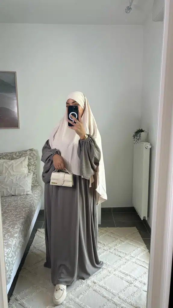 Khimar fendu court soie de medine