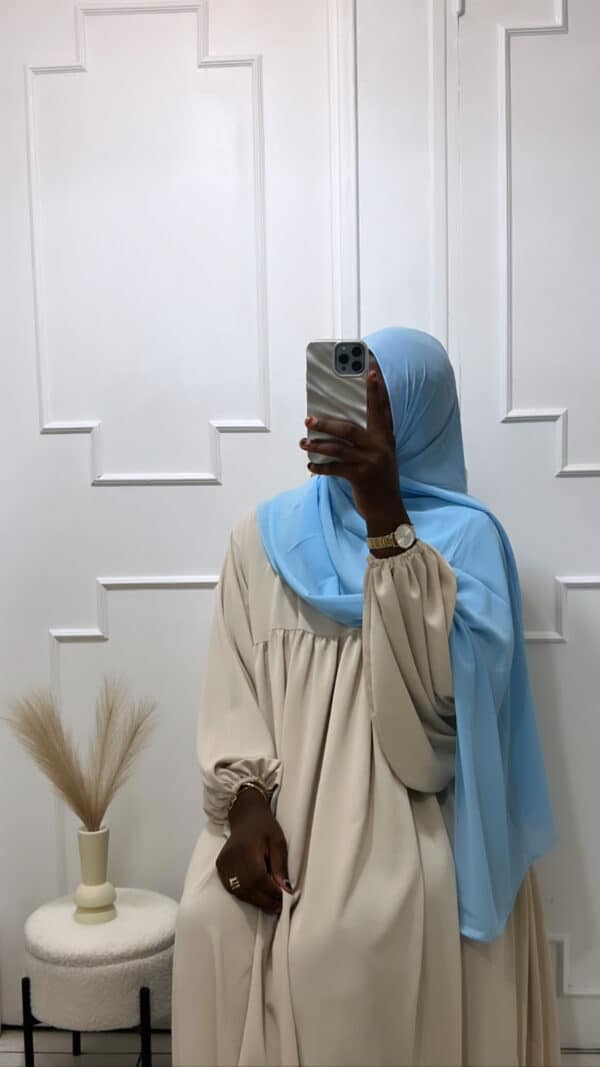 hijab mouseline, couleur bleu ciel