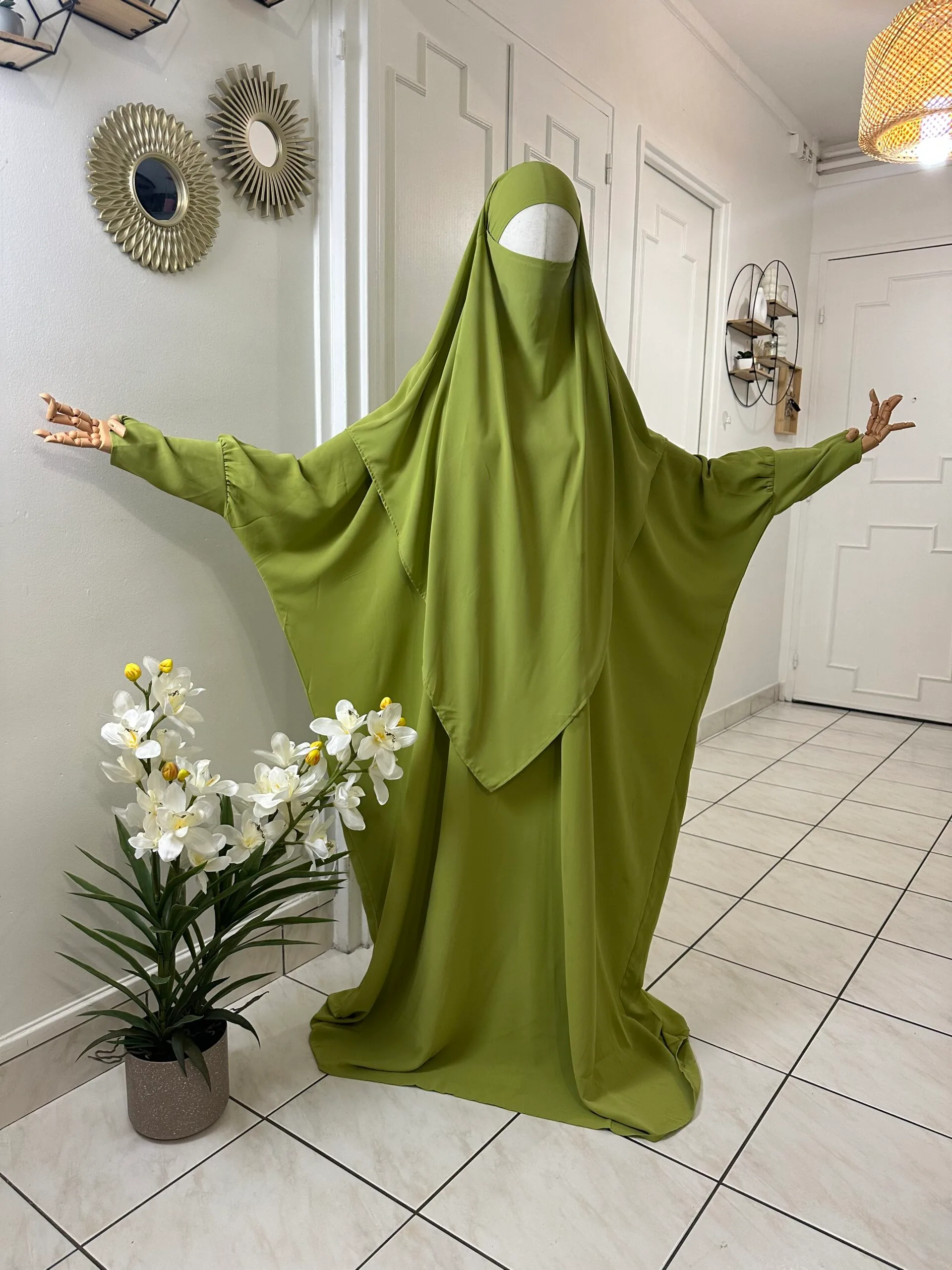 Ensemble Abaya et son Khimar soie de medine – Image 13