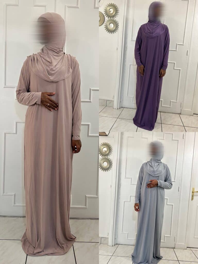Robe De Prière Avec Hijab Intégré Safwa - Abaya Mastour Jersey Extensible, Taille Unique 36-42, Fabriquée En Égypte