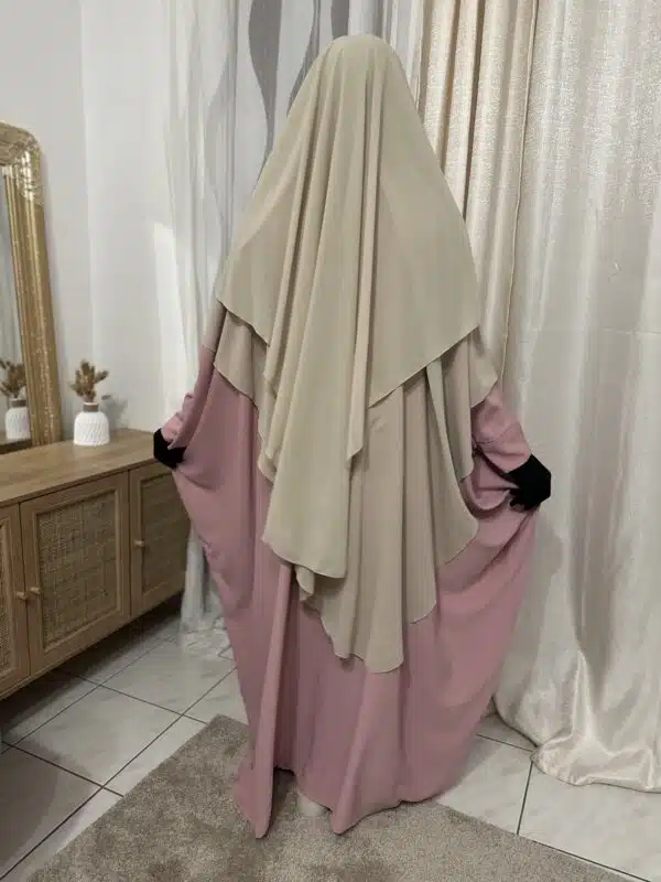 khimar mousseline, deux voile, couleur beige