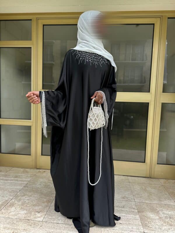 Abaya diams satin, couleur noir