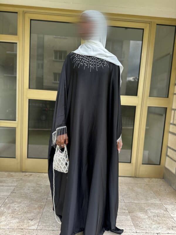 Abaya diams satin, couleur noir