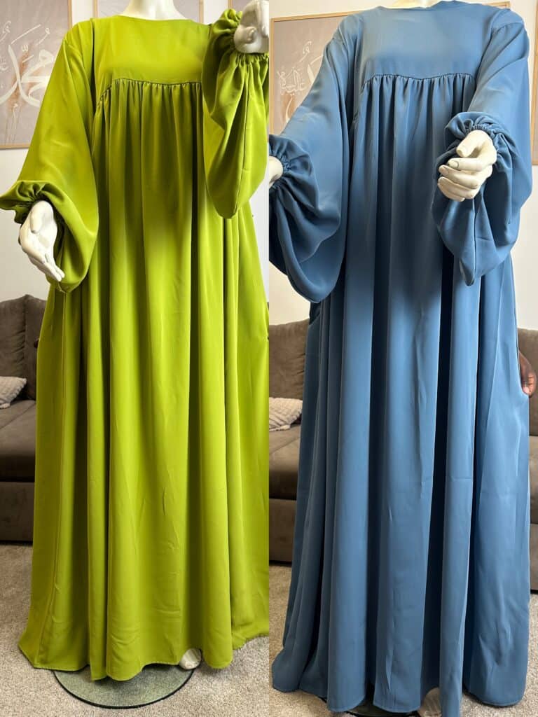 Abaya BAYO soie de medine manches bouffantes grande taille