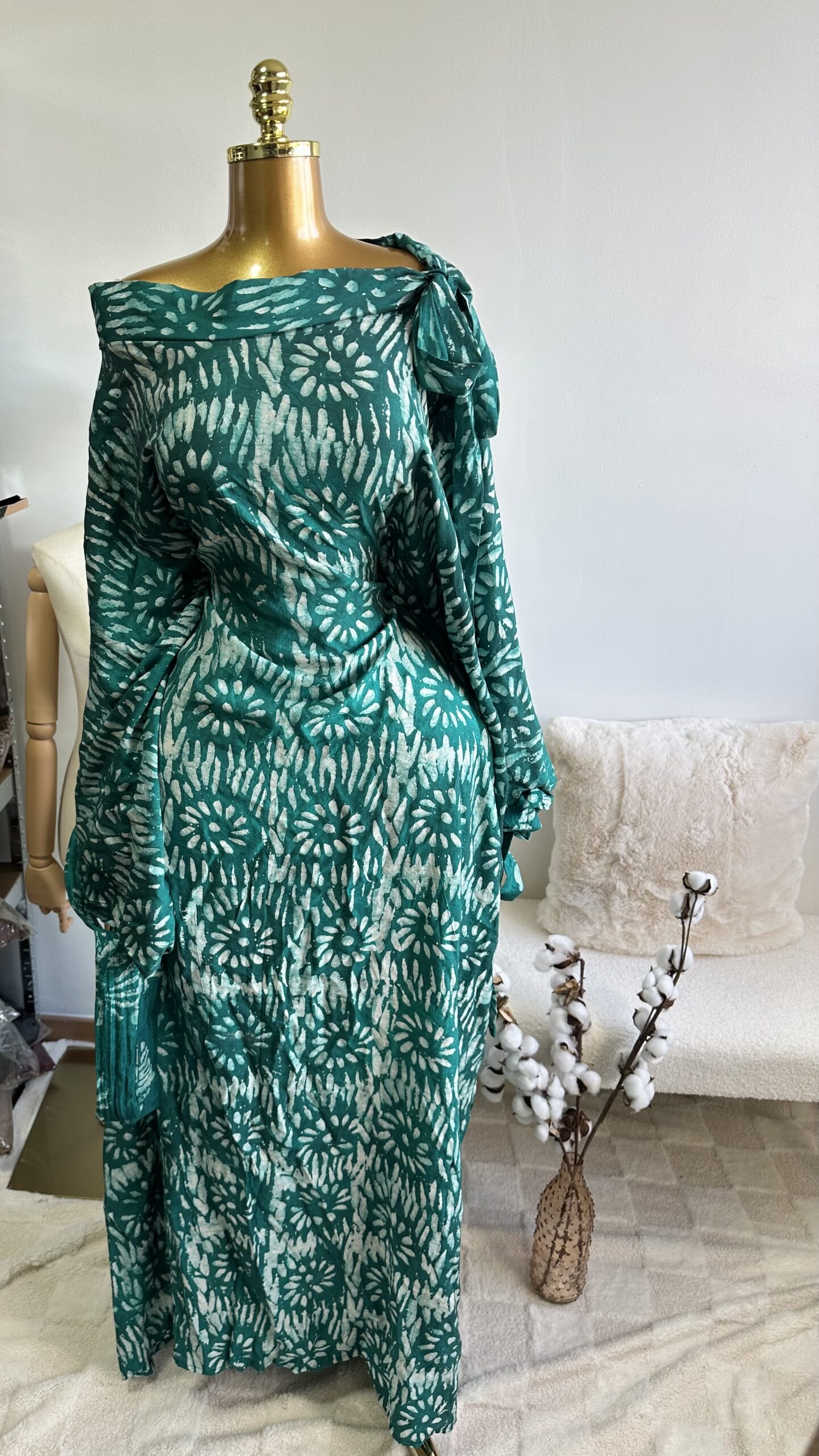 Robe longue à motifs tissu Adiré – Image 5
