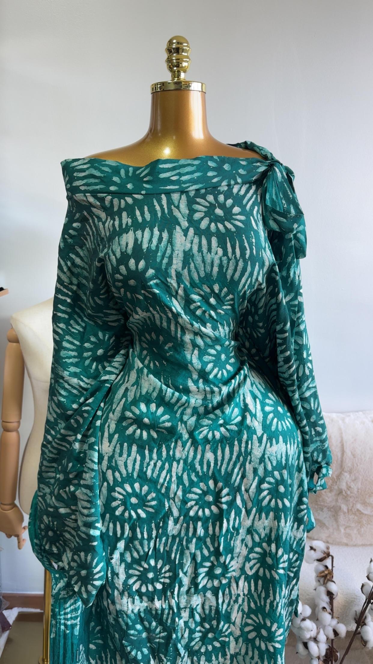 Robe longue à motifs tissu Adiré – Image 7