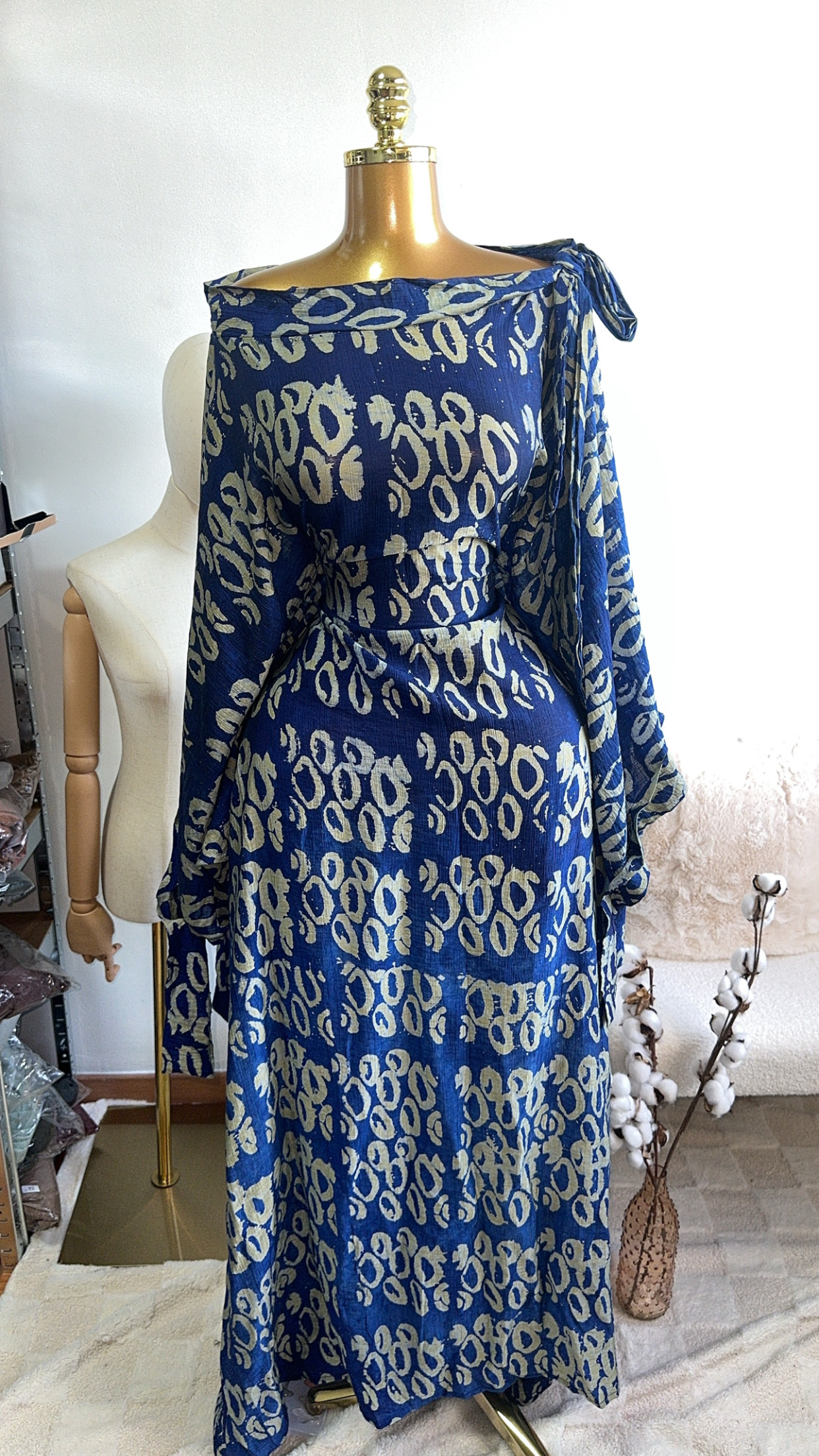 Robe longue à motifs tissu Adiré – Image 2