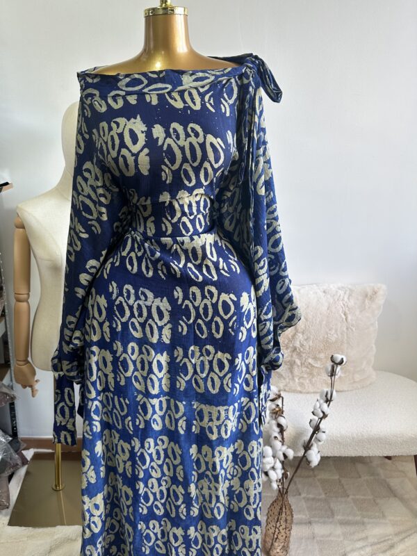 Robe longue à motifs tissu Adiré