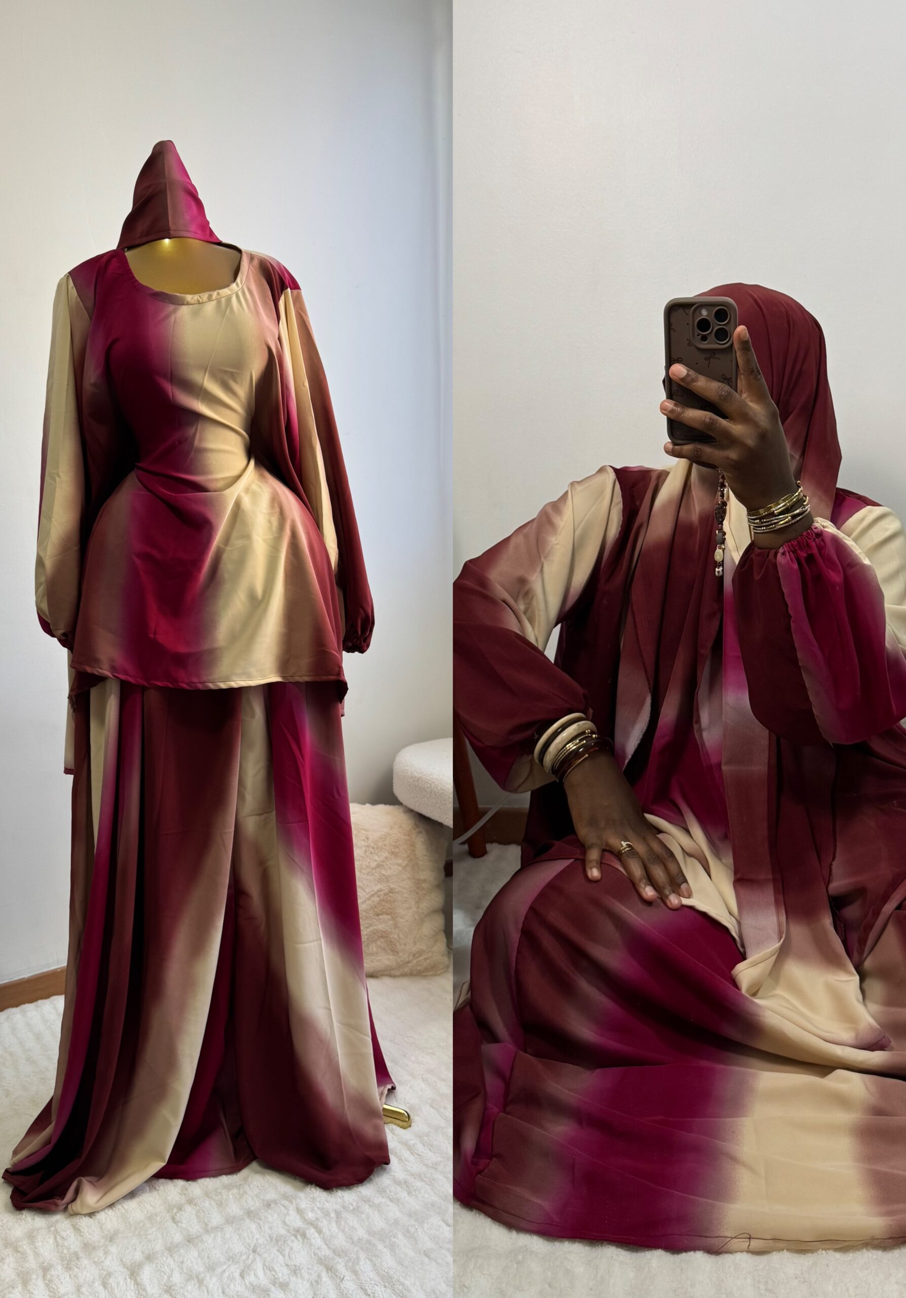 Ensemble tunique & jupe longue dégradé